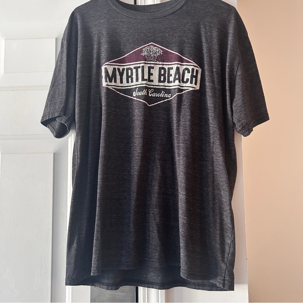 Blue 84 Black Myrtle Beach Graphic Tee with Maroon Accent